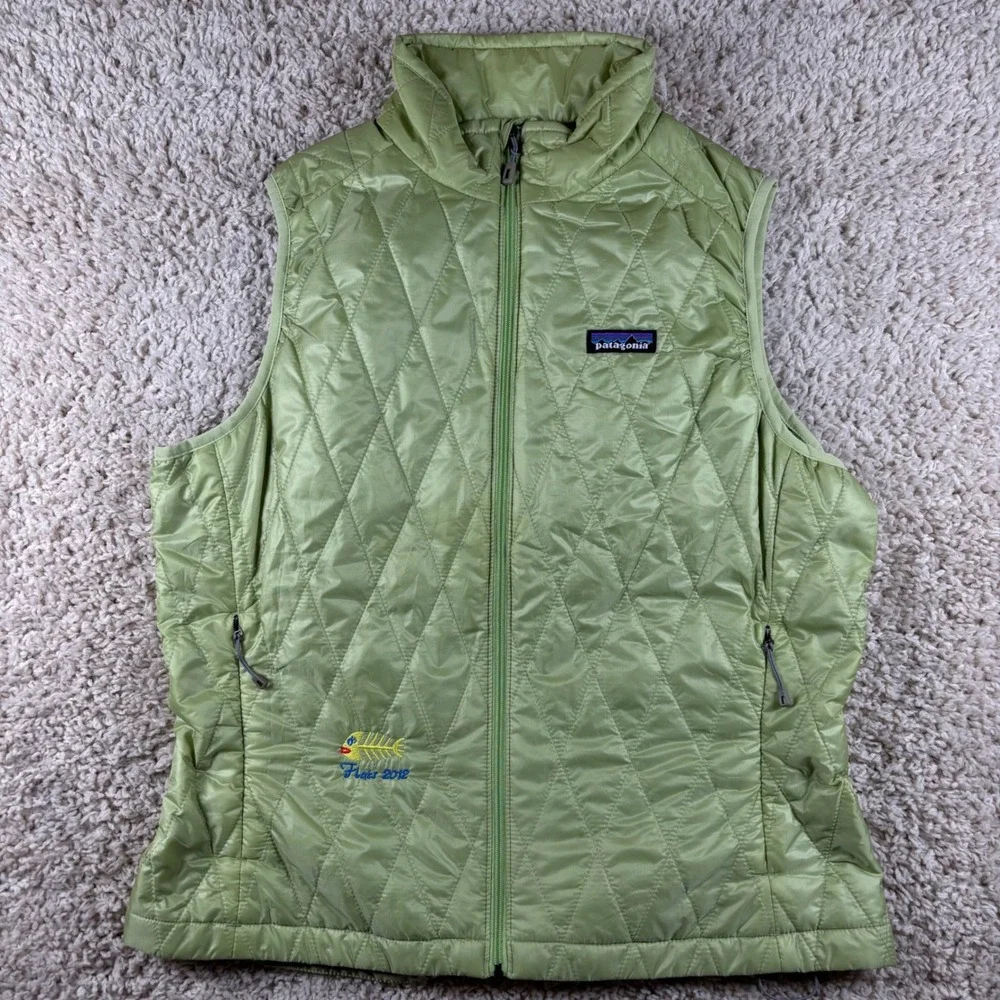 Patagonia Nano Puff Vest Womens Large Sage Green PrimaLoft Quilted Insulated L